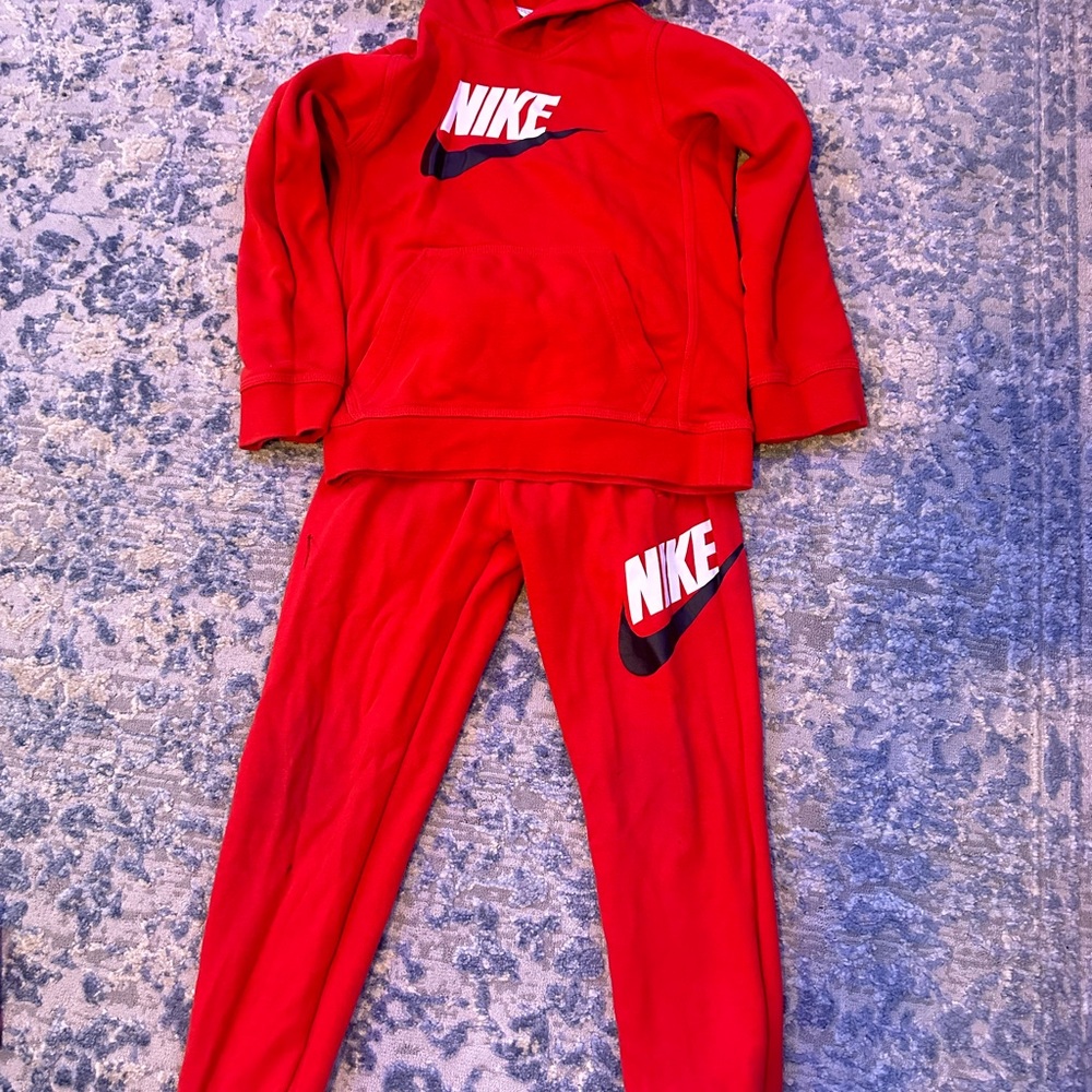 Nike Red Hoodie and Sweatpants Set